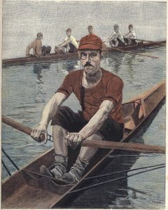 Ruderwettkampf in Frankreich. Illustration von Luque, aus der französischen Zeitung Le soleil du dimanche von Manuel Luque