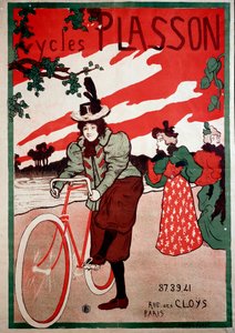 Belle Epoque: Werbeplakat für Fahrräder Plasson. Plakat von Manuel Robbe