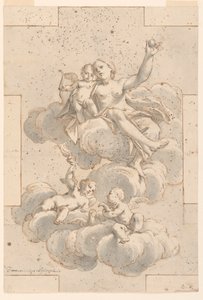 Entwurf für eine Deckenmalerei, Venus, Amor und Putti