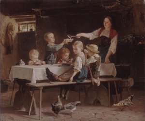 Kinder beim Mittagessen, 1857 von Marc Louis Benjamin Vautier the Elder
