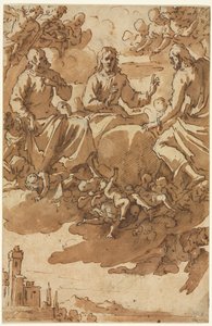 Christus in Herrlichkeit mit zwei Heiligen, erstes Drittel des 17. Jahrhunderts von Marcantonio Bassetti