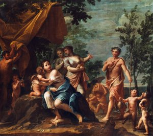 Apollo mit drei Grazien, Venus, Amor und Pan von Marcantonio Franceschini