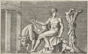 Apollo bewacht die Herde von Admetus von Marcantonio Raimondi