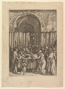 Hohepriester verweigert Opferlamm von Joachim, nach Dürer, ca. 1500-1534 von Marcantonio Raimondi