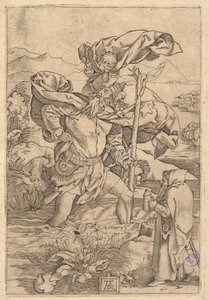 Der heilige Christophorus überquert den Fluss mit Christus in Form eines Putto auf seiner Schulter, ca. 1500-1534