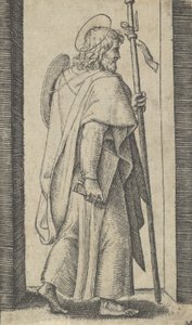 Heiliger Jakobus der Ältere, Buch in seiner rechten Hand, Stab in seiner linken, ca. 1500-1527