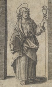 Heiliger Johannes, Buch in der rechten Hand, Kelch in der linken Hand, aus der Serie 
