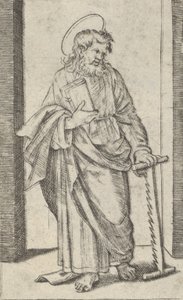 Heiliger Simon, eine Säge in seiner gesenkten linken Hand, aus der Serie 