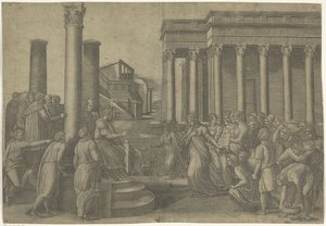 Salomo und die Königin von Saba von Marcantonio Raimondi