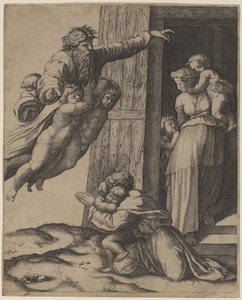 Gott erscheint Noah von Marcantonio Raimondi after Raphael