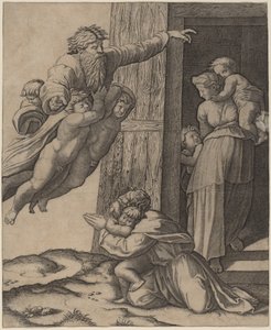 Gott erscheint Noah von Marcantonio Raimondi after Raphael