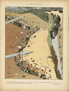 Illustration von Marcel Capy (1865-1941) in Le Rire, 27/04/12 - Tag der Arbeit - Architektur Stadtplanung, Arbeit, 1. Mai - Terrassiers von Marcel Amable O.L. Capy