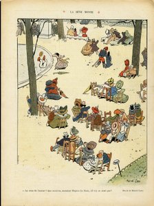 Illustration von Marcel Capy (1865-1941) in Le Rire, 02/05/08 - Der Saft steigt - Liebe, Öffentlicher Garten, Baum von Marcel Amable O.L. Capy
