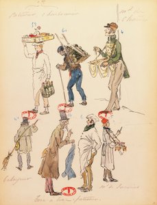 Kostümskizze für Statisten in der Oper La Bohème von Giacomo Puccini, Aufführung an der Pariser Opéra-Comique, 13. Juni von Marcel Multzer