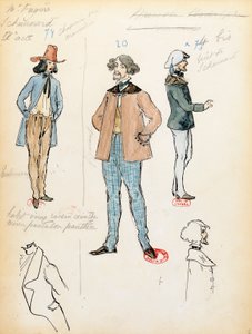 Kostümentwurf für den Musiker Schaunard in der Oper La Bohème von Giacomo Puccini, Aufführung an der Pariser Opéra-Comique von Marcel Multzer