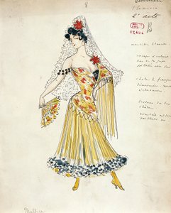 Frankreich, Paris, Kostümentwurf für Flamencotänzer für Carmen von Georges Bizet