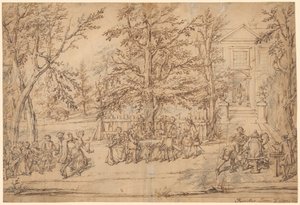 Gartenparty in einem Landhaus von Marcellus Laroon II