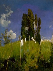 Wiese der Wäsche, letztes Viertel des 19. Jahrhunderts, von Marco Calderini, Öl auf Leinwand, Italien von Marco Calderini