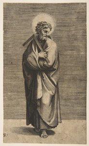 Heiliger Thomas hält ein Winkelmaß, sein Kopf nach rechts gedreht, ca. 1515-27 von Marco Dente