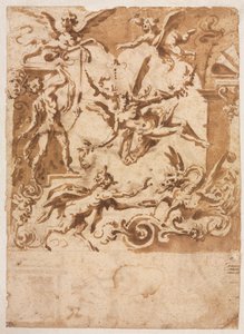 Groteske mit einem Satyr, der einen Drachen füttert (recto) von Marco Marchetti