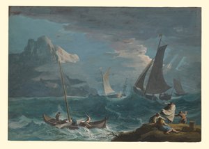Fischerboote im Sturm von Marco Ricci