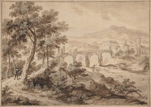 Landschaft mit Brücke, 1700-1729 von Marco Ricci