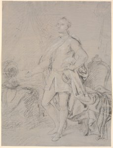 Entwurf für ein Ganzkörperporträt. Vorarbeit für Chr. VI.s Familienbild (Rosenborg)? Frederik V. als Kronprinz von Marcus Tuscher