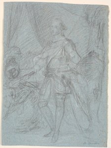 Entwurf für ein Ganzkörperporträt. Vorarbeit für Chr. VIs Familienbild (Rosenborg)? Frederik V. als Kronprinz von Marcus Tuscher