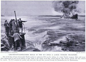 Leutnant Kommandant Boyle in der E14 versenkt einen großen türkischen Transport 1915 von Margaret Dovaston