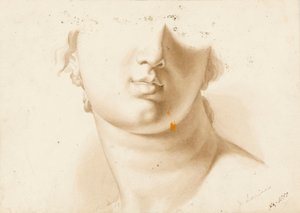 Studie der unteren Hälfte eines menschlichen Gesichts, möglicherweise eine Statue