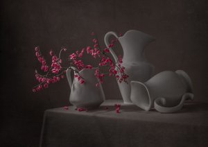Rosa Blüten und Weiße Krüge von Margareth Perfoncio