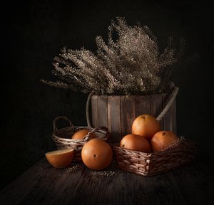 Rustikales Orangen-Stillleben