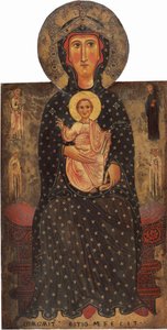 Madonna mit Kind auf dem Thron mit vier Heiligen von Margaritone d