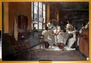 Professor Edmond Delorme (1847-1929) beschreibt die Lungenentkorkung für angehende Ärzte des Val de Grâce von Marguerite Anne Rose Delorme