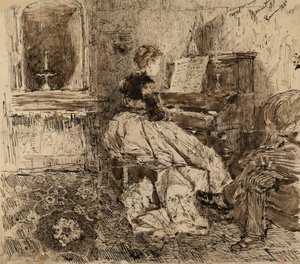 Cecilia de Madrazo am Klavier von Marià Fortuny Marsal