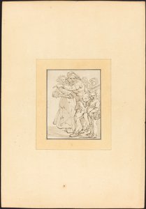 Alter Mann zeigt nach links von Maria Catharina Prestel after Adriaen Pietersz van de Venne