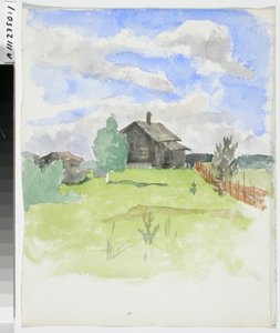 Landschaftsstudie mit Hütte von Maria Wiik