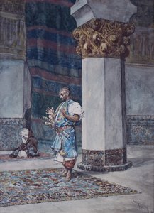 Ein Kaufmann, der in einer Moschee betet