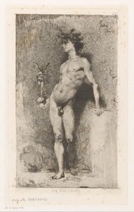 Nackter Mann mit Nike von Mariano José María Bernardo Fortuny y Carbó