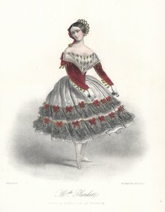Belgische Balletttänzerin Adeline Plunkett in La Manola de la Favorite, ca. 1860 (Farblithografie) von Marie Alexandre (after) Alophe