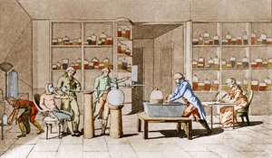 Antoine Laurent de Lavoisier (1743-1794), französischer Chemiker, führt ein Experiment zur Atmung des ruhenden Menschen durch. Nach einer Zeichnung von Mme Lavoisier. Paris 18. Jahrhundert. Leemage-Sammlung