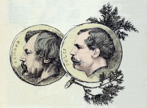 Porträt der Brüder Edmond Goncourt (1822-1896) und Jules Goncourt (1830-1870), Schriftsteller. Radierung von Marie Bacquemond (1841-1916)