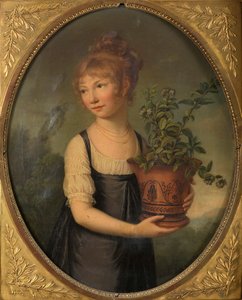 Madame Larsonnier, geb. Edmée Gabiou als kleines Mädchen mit einer etruskischen Vase von Marie Elisabeth Lemoine