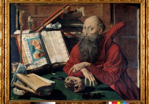 Darstellung des Heiligen Hieronymus in seinem Studierzimmer von Marinus van Reymerswaele