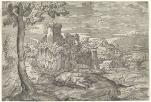 Landschaft mit Burgruine von Mario Cartaro