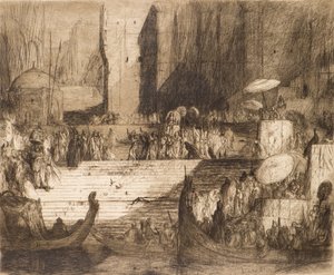 Beerdigungszeremonie am Ganges von Marius Alexander Jacques Bauer
