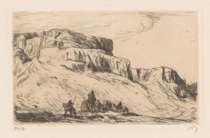 Karawane mit Kamelen in Wüstenlandschaft von Marius Bauer (signed by artist)