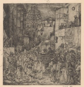 Die Menge erfüllte die Straßen mit feierlicher Freude von Marius Bauer (signed by artist)