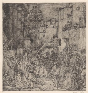 Die Menge erfüllte die Straßen mit feierlicher Freude von Marius Bauer (signed by artist)