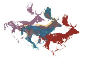 Damhirsche (drei), 2015 (Siebdruck)